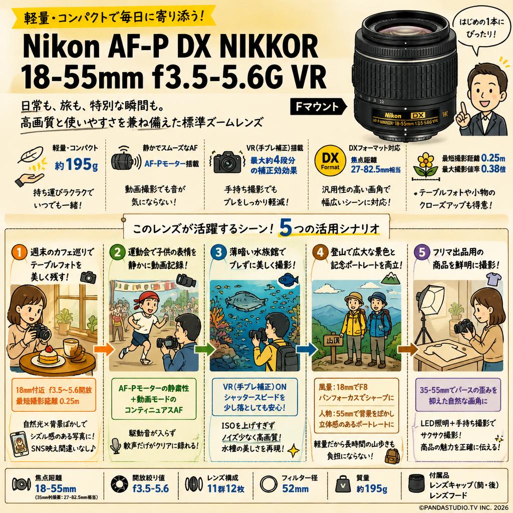 Nikon AF-P DX NIKKOR 18-55mm f3.5-5.6G VR  Fマウント 用途