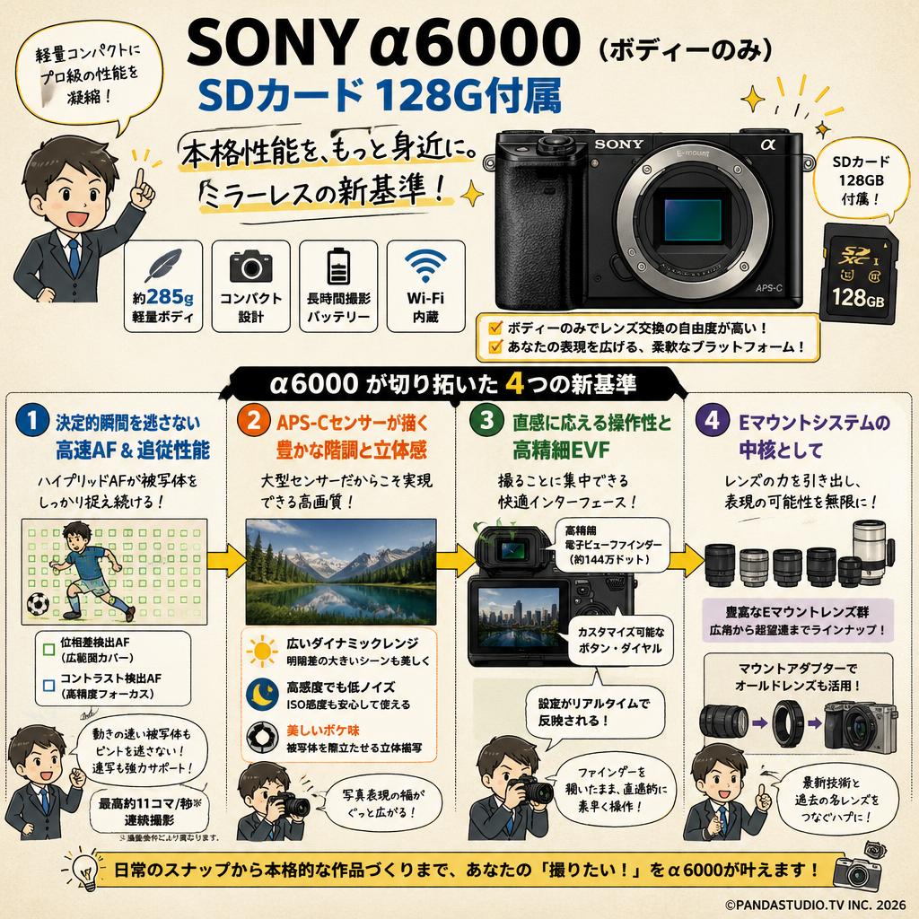 SONY α6000 （ボディーのみ）SDカード 128G付属 概要