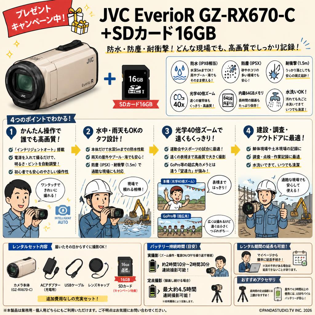 【プレゼントキャンペーン中】JVC EverioR GZ-RX670-C +SDカード16GB FAQ（よくある質問と答え）