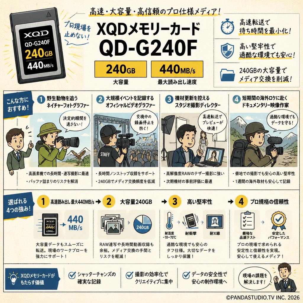 XQDメモリーカード QD-G240F 240GB 440MB/s おもな対象のお客様