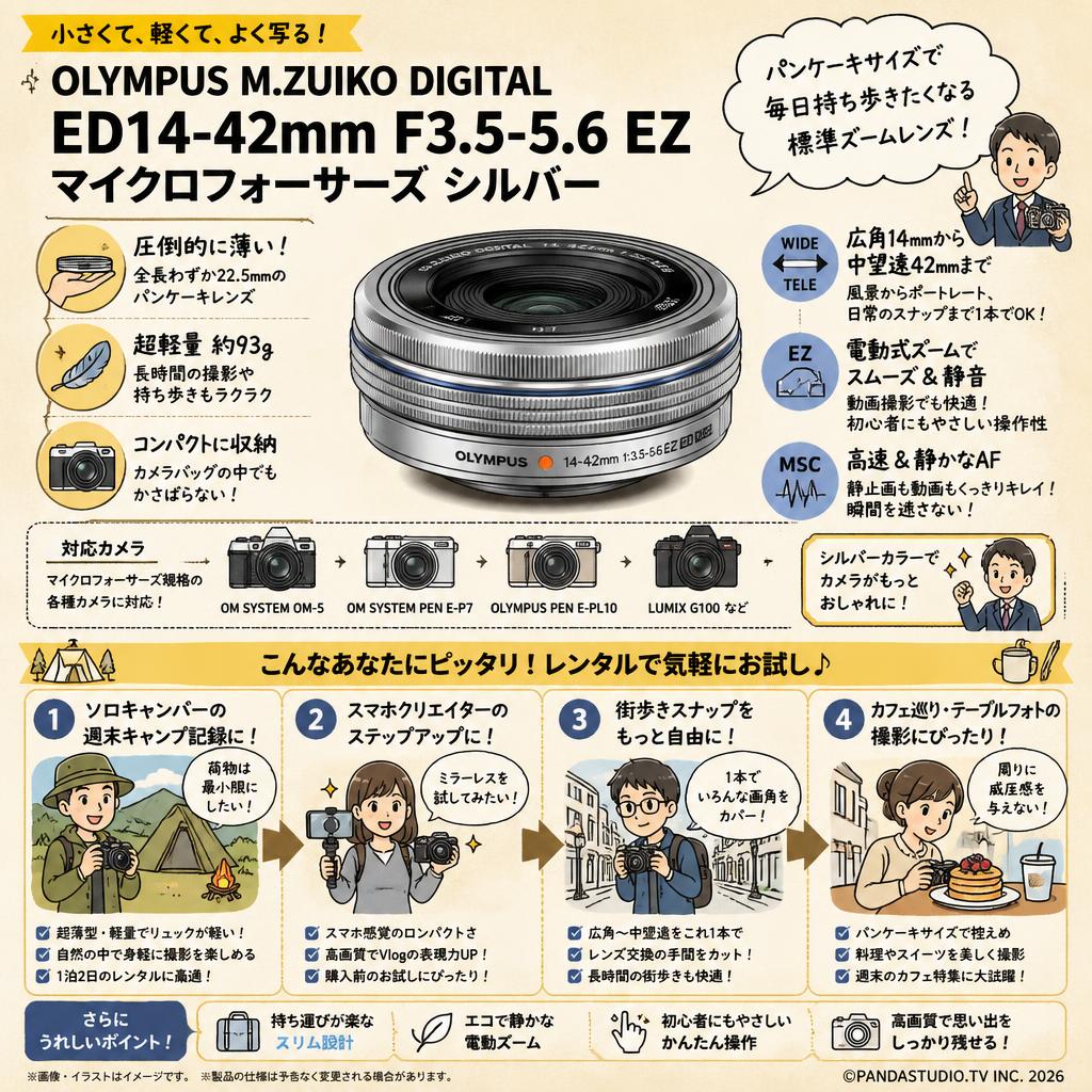 OLYMPUS  M.ZUIKO DIGITAL ED14-42mm F3.5-5.6 EZ マイクロフォーサーズ シルバー おもな対象のお客様