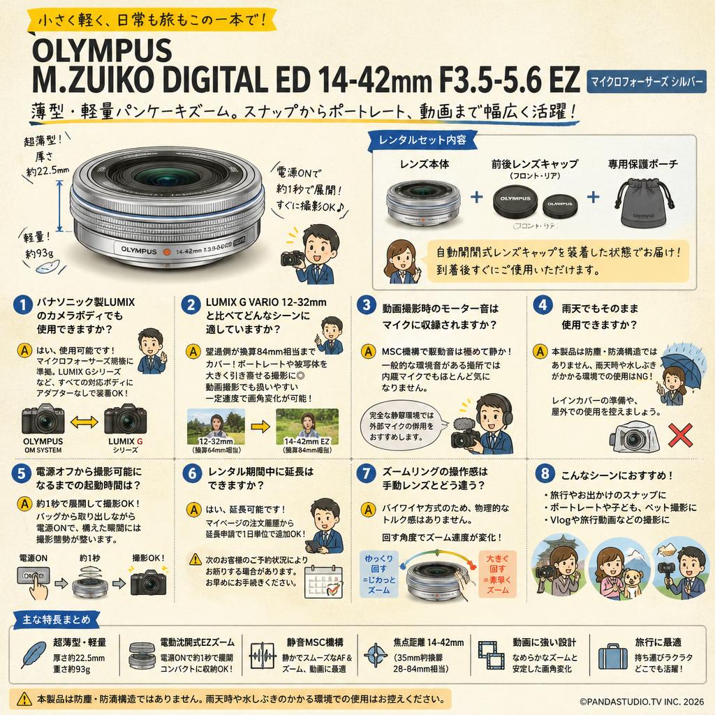 OLYMPUS  M.ZUIKO DIGITAL ED14-42mm F3.5-5.6 EZ マイクロフォーサーズ シルバー FAQ（よくある質問と答え）