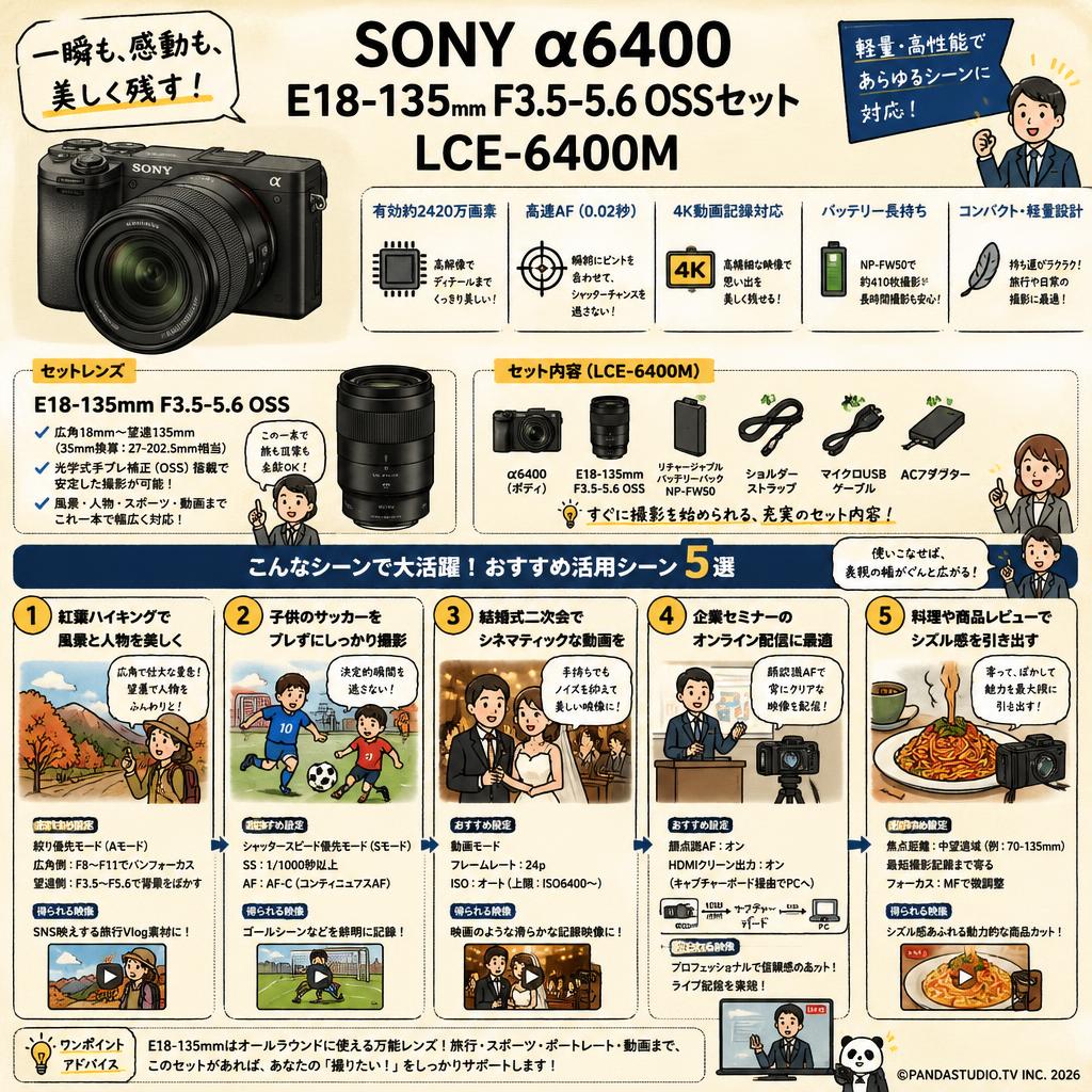 SONY α6400 E18-135mm F3.5-5.6 OSSセット LCE-6400M 用途