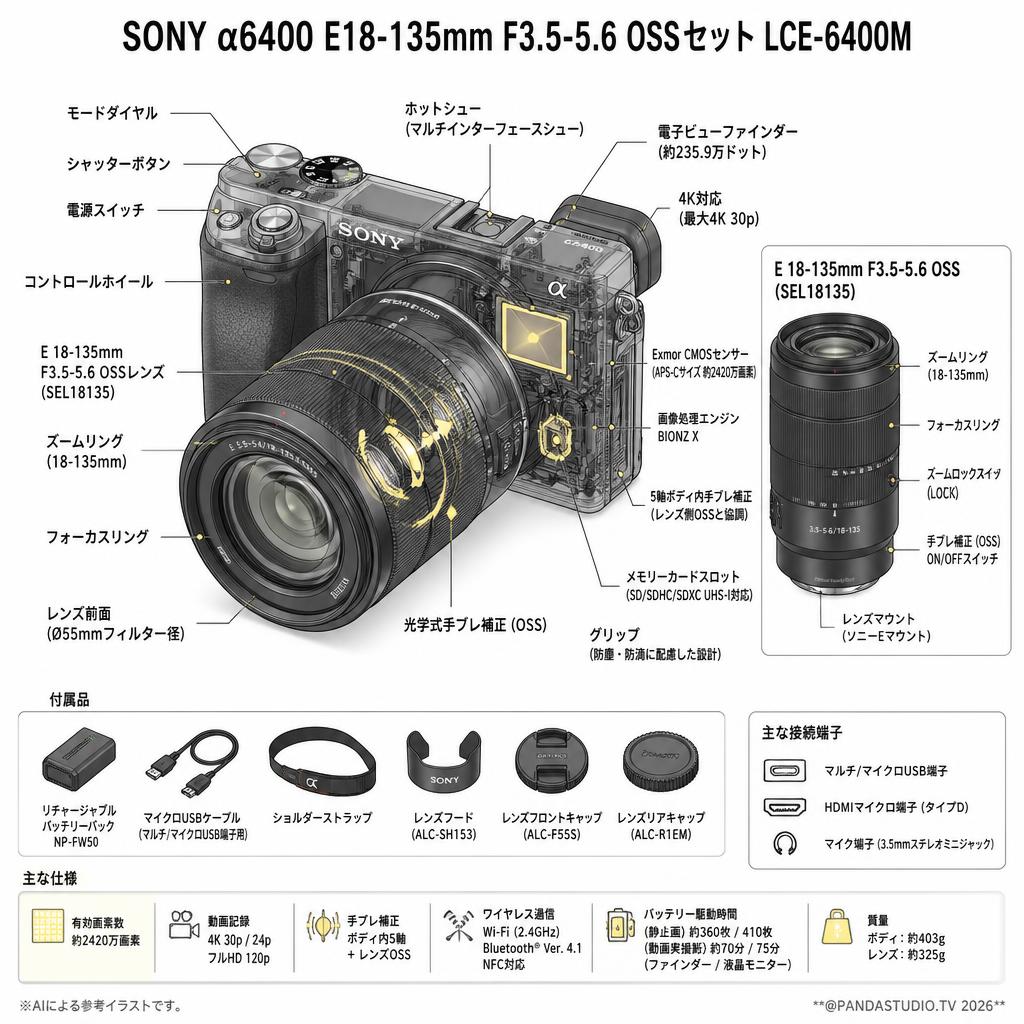 SONY α6400 E18-135mm F3.5-5.6 OSSセット LCE-6400M スペック