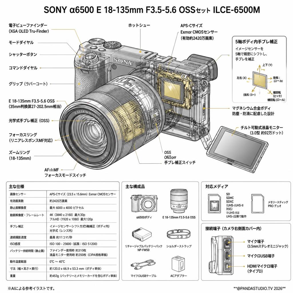 SONY α6500 E 18-135mm F3.5-5.6 OSSセット ILCE-6500M スペック
