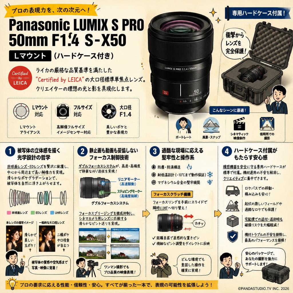 Panasonic LUMIX S PRO 50mm F1.4 Ｓ-X50 Lマウント (ハードケース付き) 概要