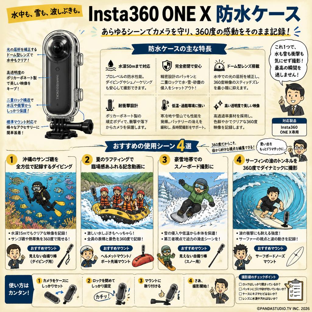 Insta360 ONE X 防水ケース 用途