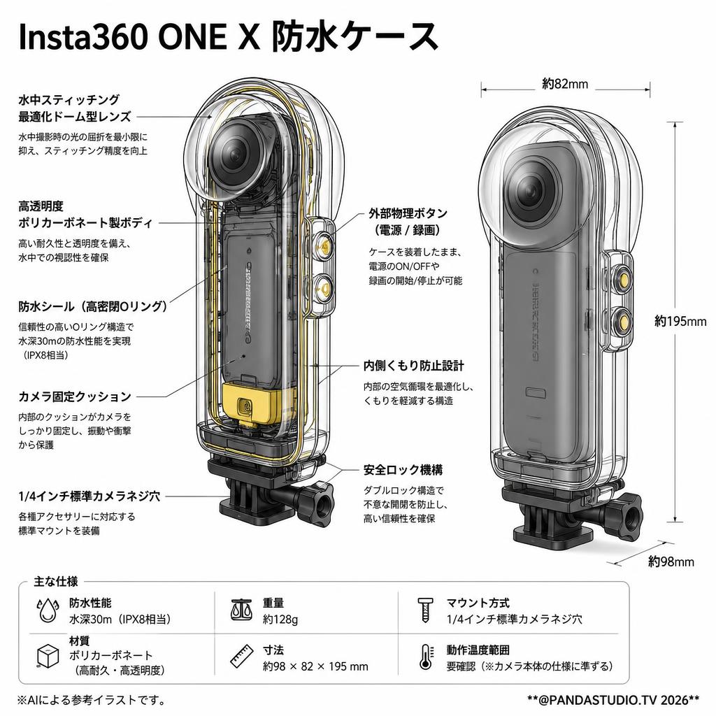 Insta360 ONE X 防水ケース スペック