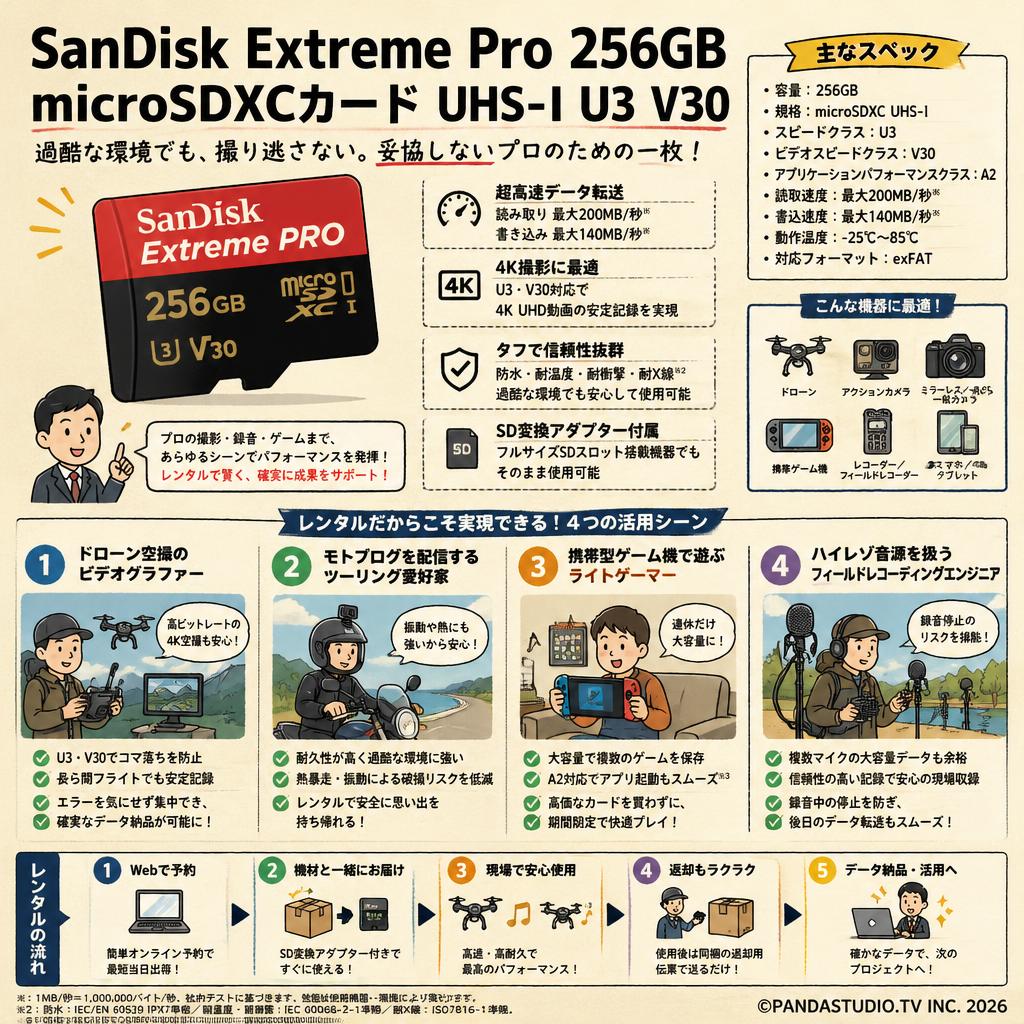SanDisk Extreme Pro 256GB microSDXCカード UHS-I U3 V30 おもな対象のお客様