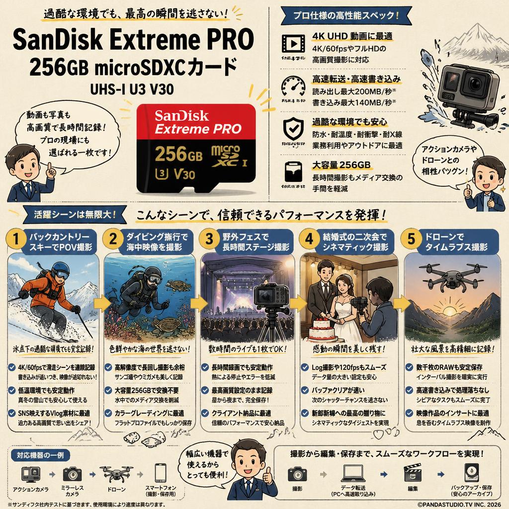 SanDisk Extreme Pro 256GB microSDXCカード UHS-I U3 V30 用途