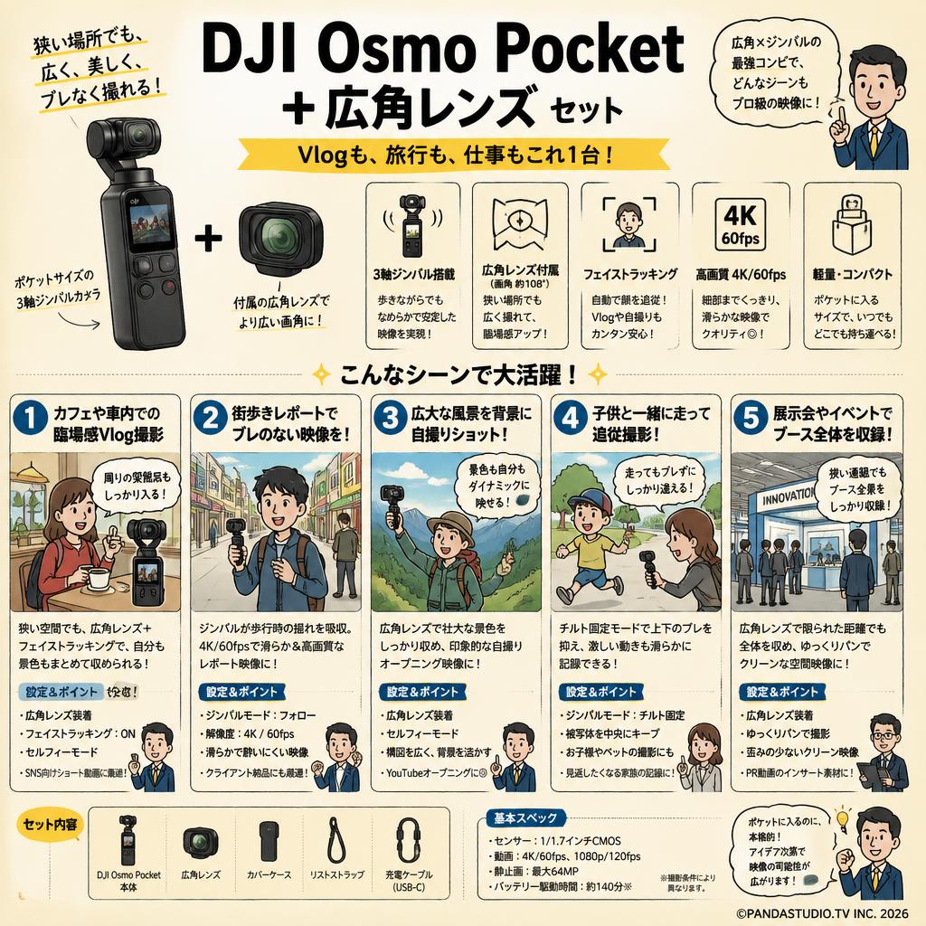DJI Osmo Pocket ＋ 広角レンズ セット 用途
