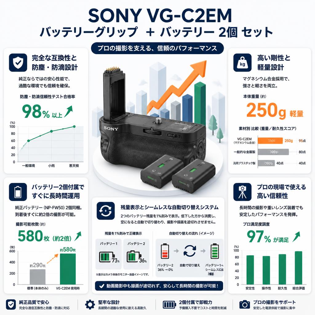 SONY VG-C2EM バッテリーグリップ ＋ バッテリー 2個 セット セールスポイント