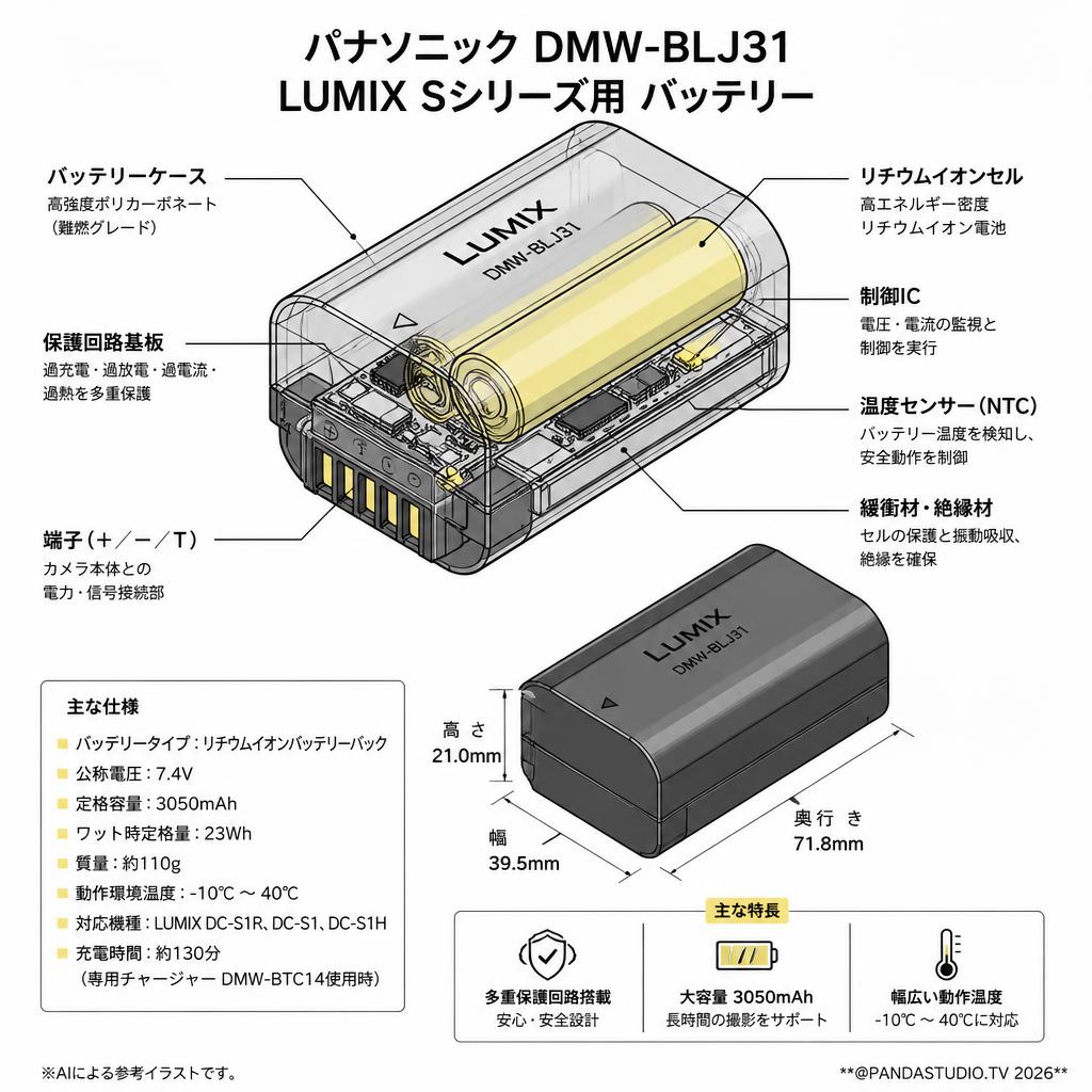 パナソニック DMW-BLJ31 LUMIX Sシリーズ用 バッテリー スペック