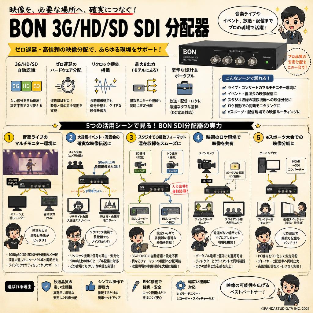 BON 3G/HD/SD SDI Distribution 用途