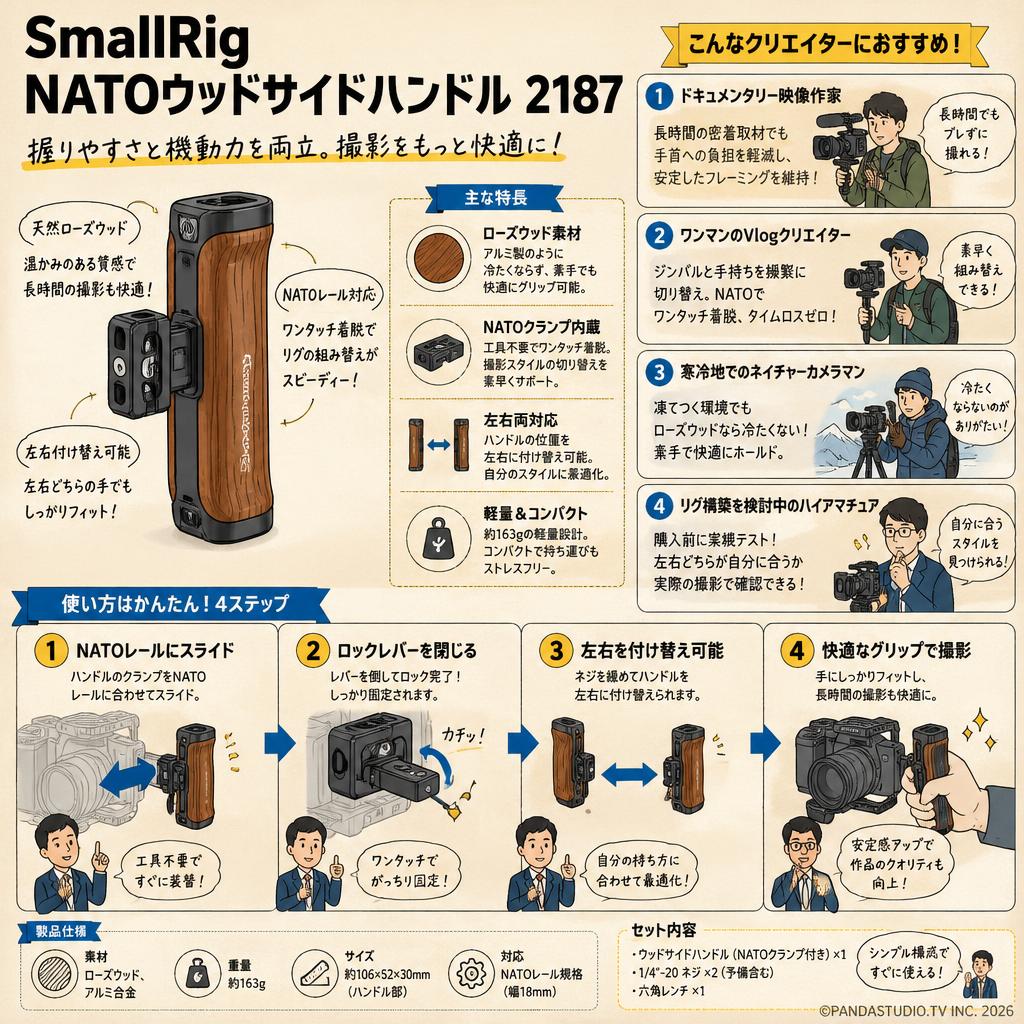 SmallRig NATOウッドサイドハンドル 2187 おもな対象のお客様