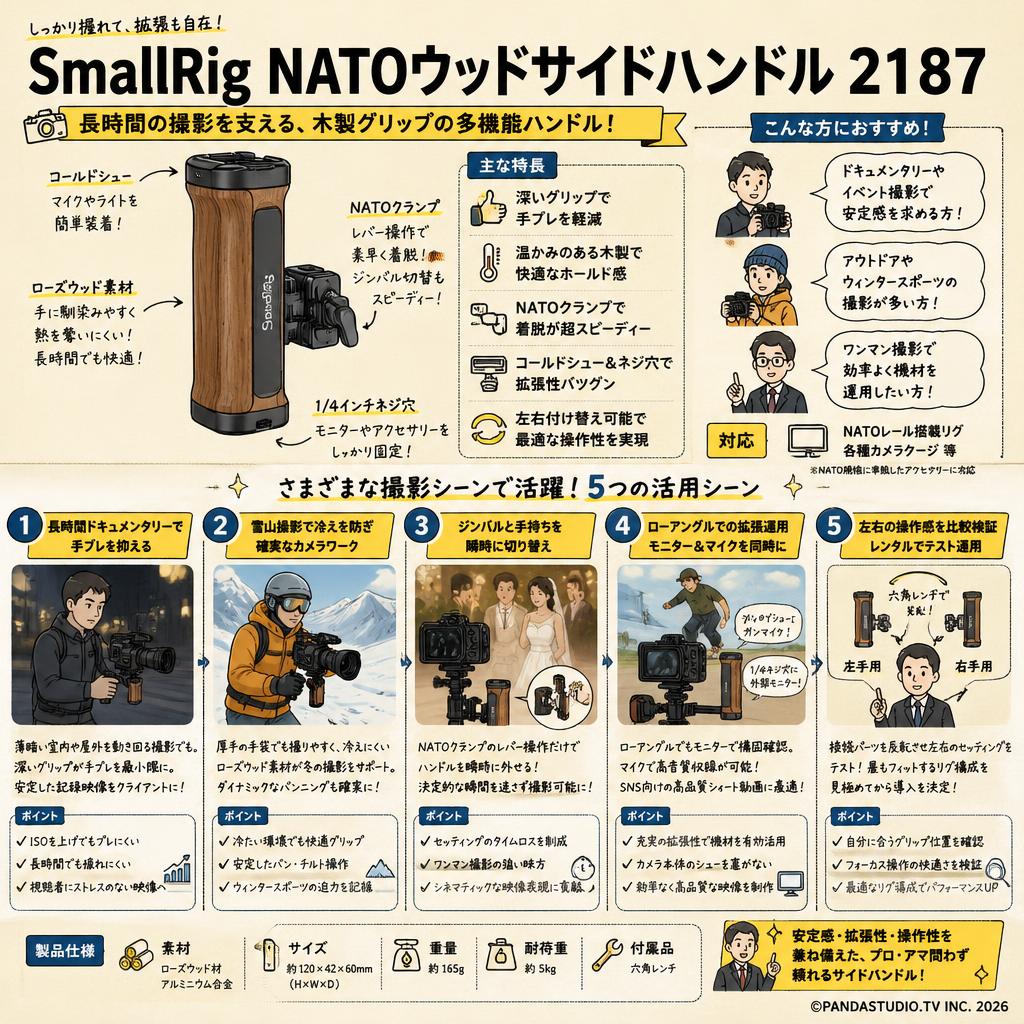 SmallRig NATOウッドサイドハンドル 2187 用途