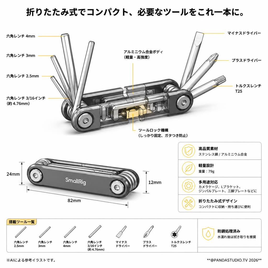 SmallRig 折りたたみドライバー・レンチセット 2213 スペック