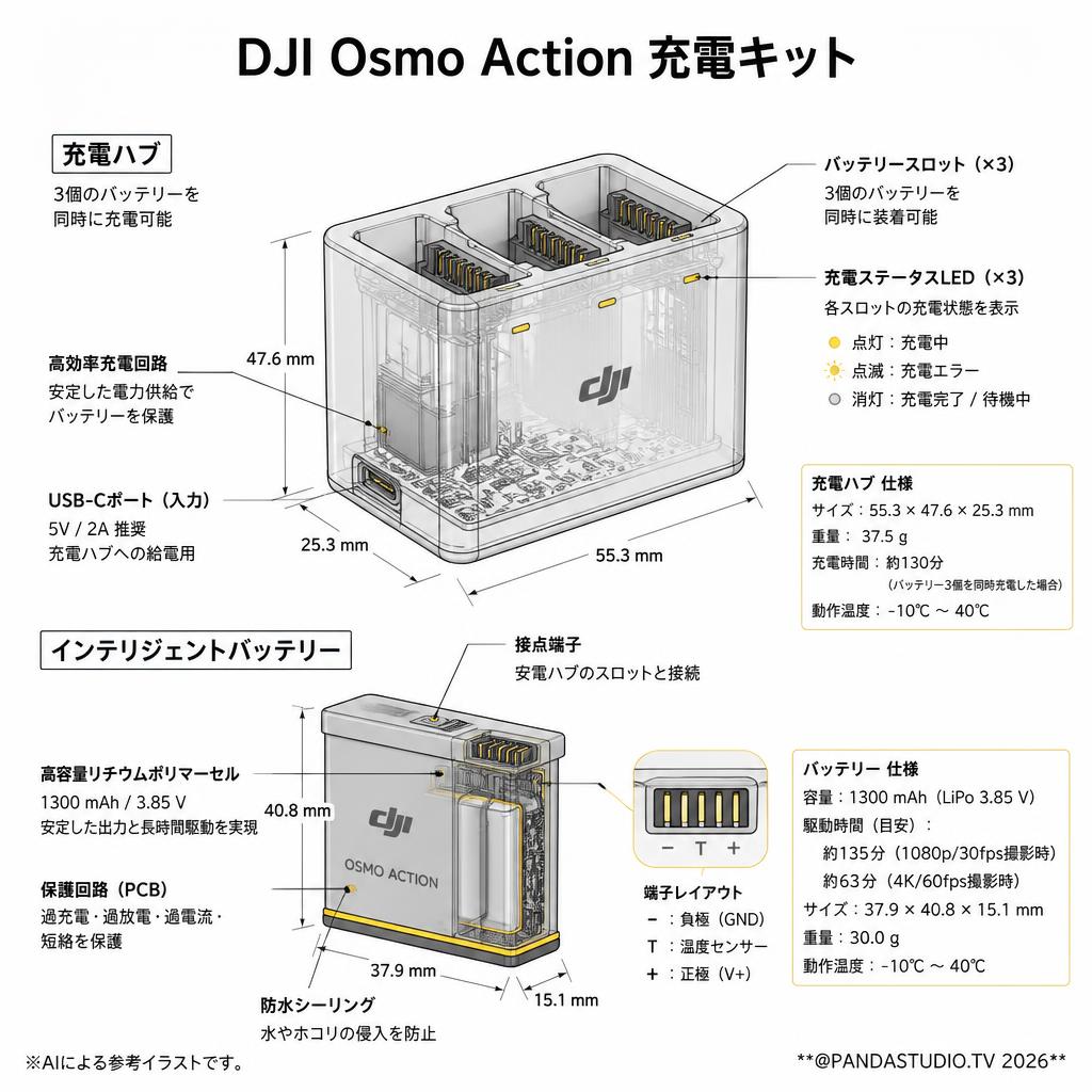 DJI Osmo Action 充電キット スペック