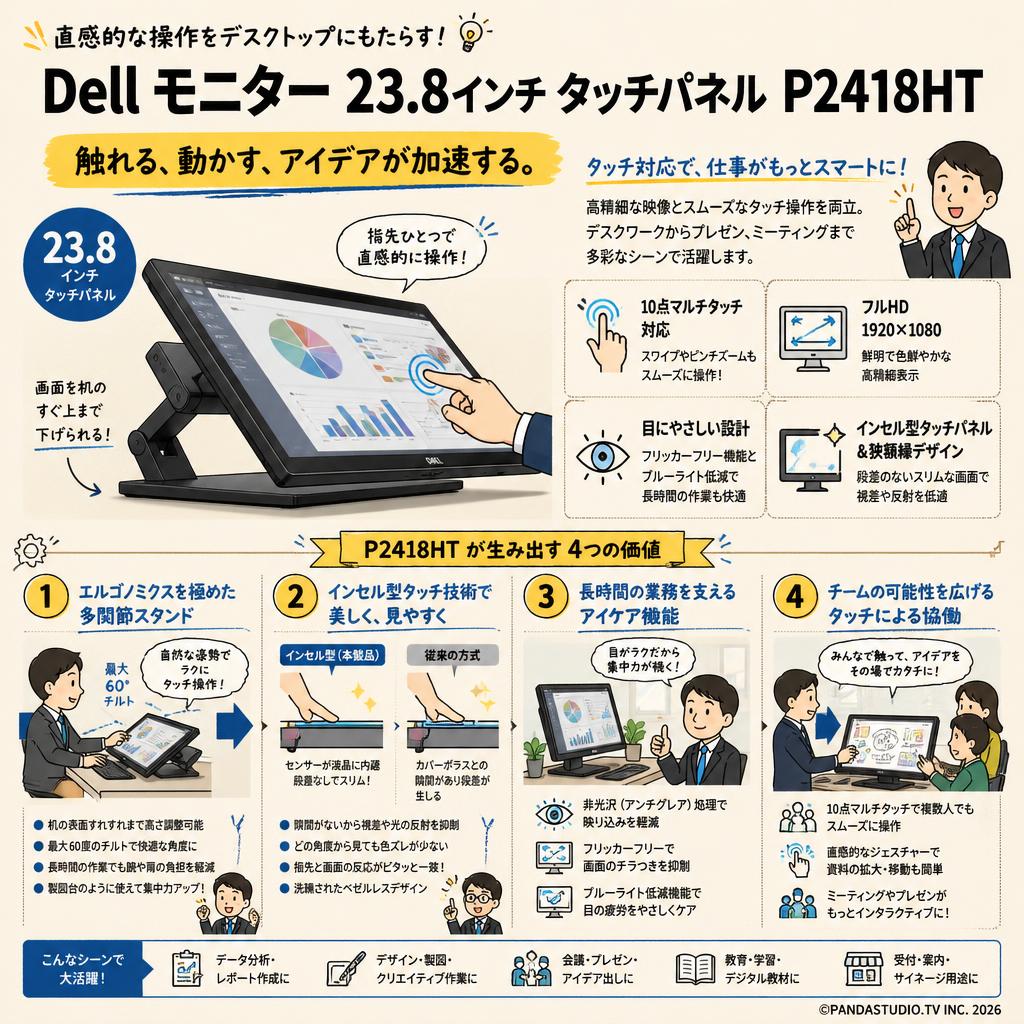 Dell モニター 23.8インチ タッチパネル  P2418HT 概要