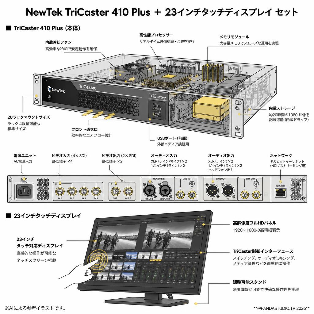 NewTek TriCaster 410 Plus ＋ 23インチタッチディスプレイ セット スペック
