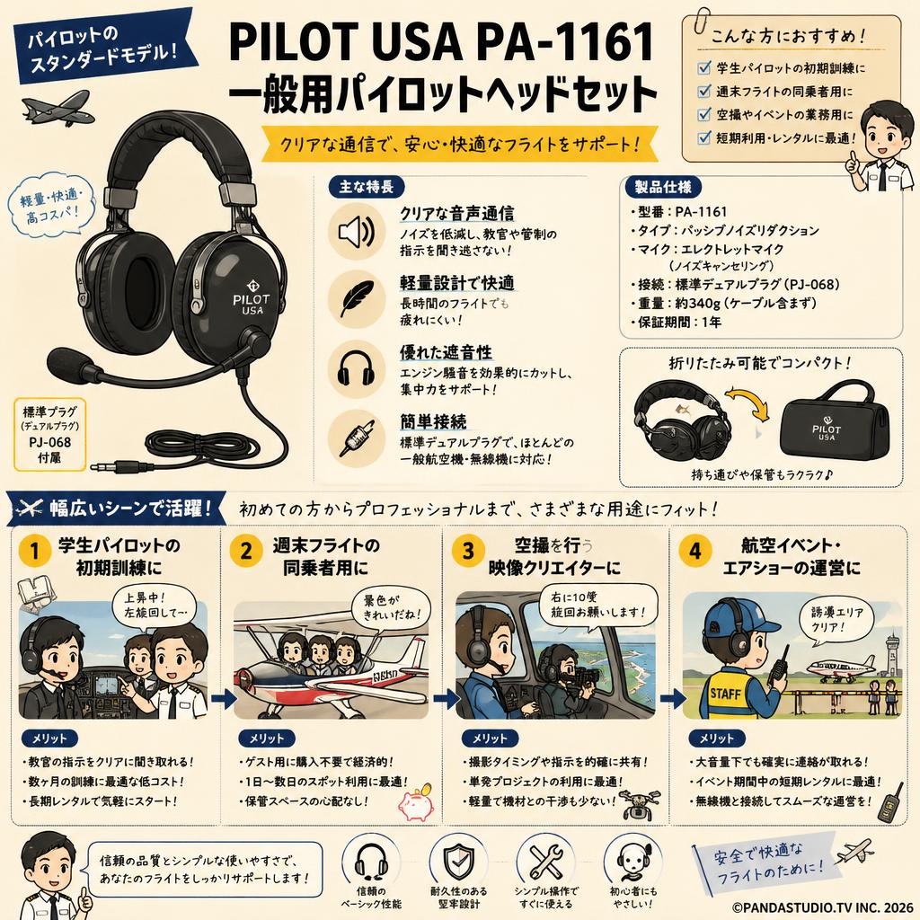 PILOT USA PA-1161 General Aviation Headset おもな対象のお客様