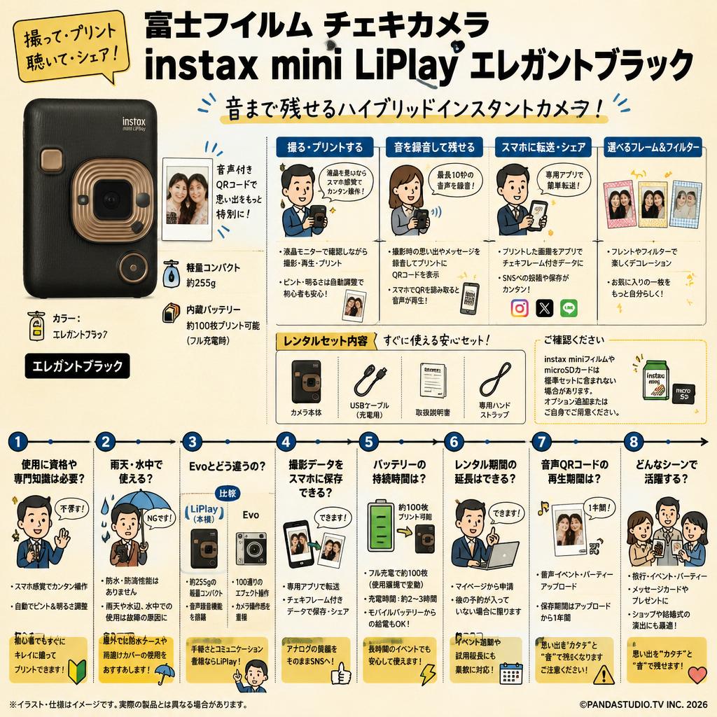 富士フイルム チェキカメラ INS MINI HM1 ELEGANT BLACK [ハイブリッドインスタントカメラ instax mini LiPlay エレガントブラック] FAQ（よくある質問と答え）