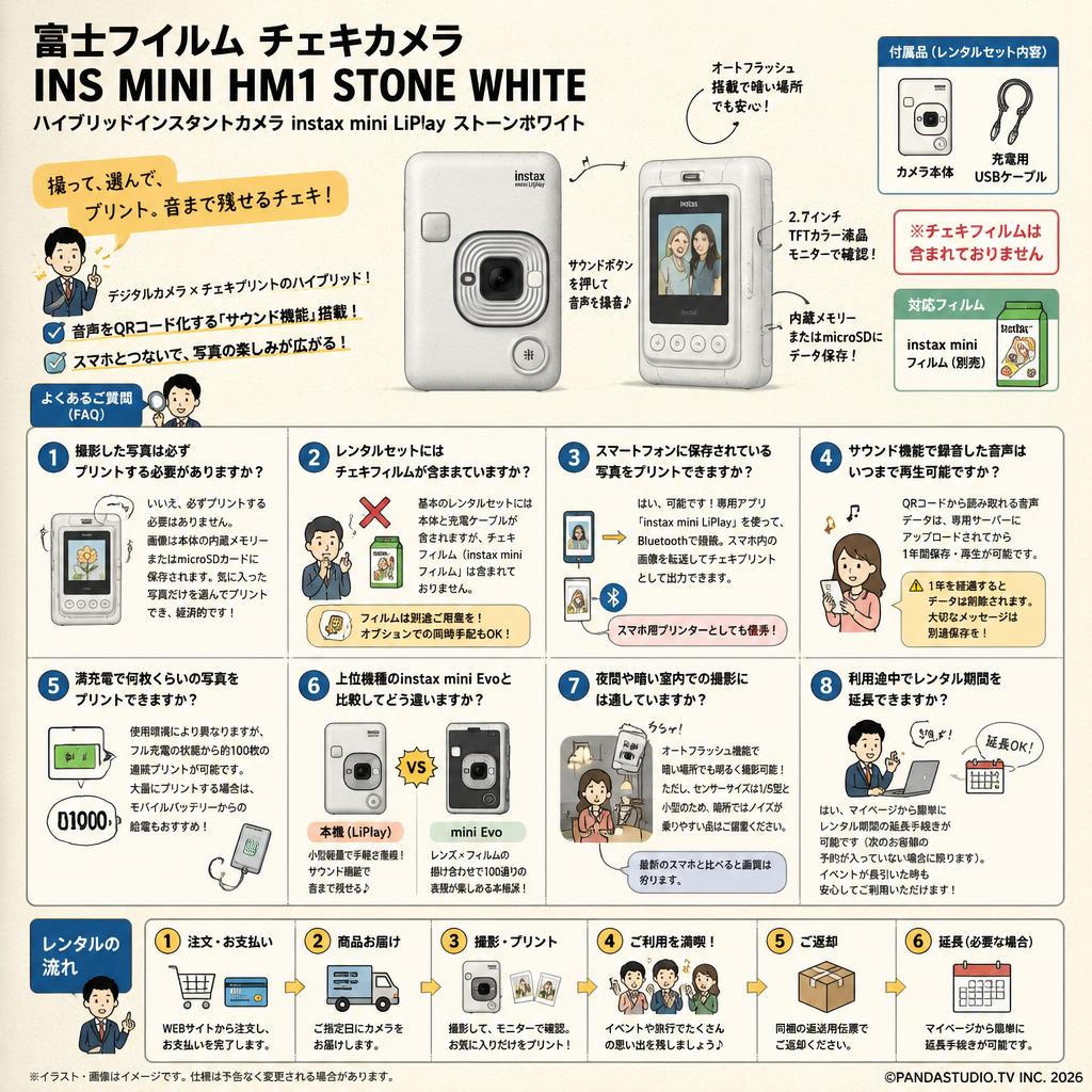 富士フイルム チェキカメラ INS MINI HM1 STONE WHITE [ハイブリッドインスタントカメラ instax mini LiPlay ストーンホワイト] FAQ（よくある質問と答え）
