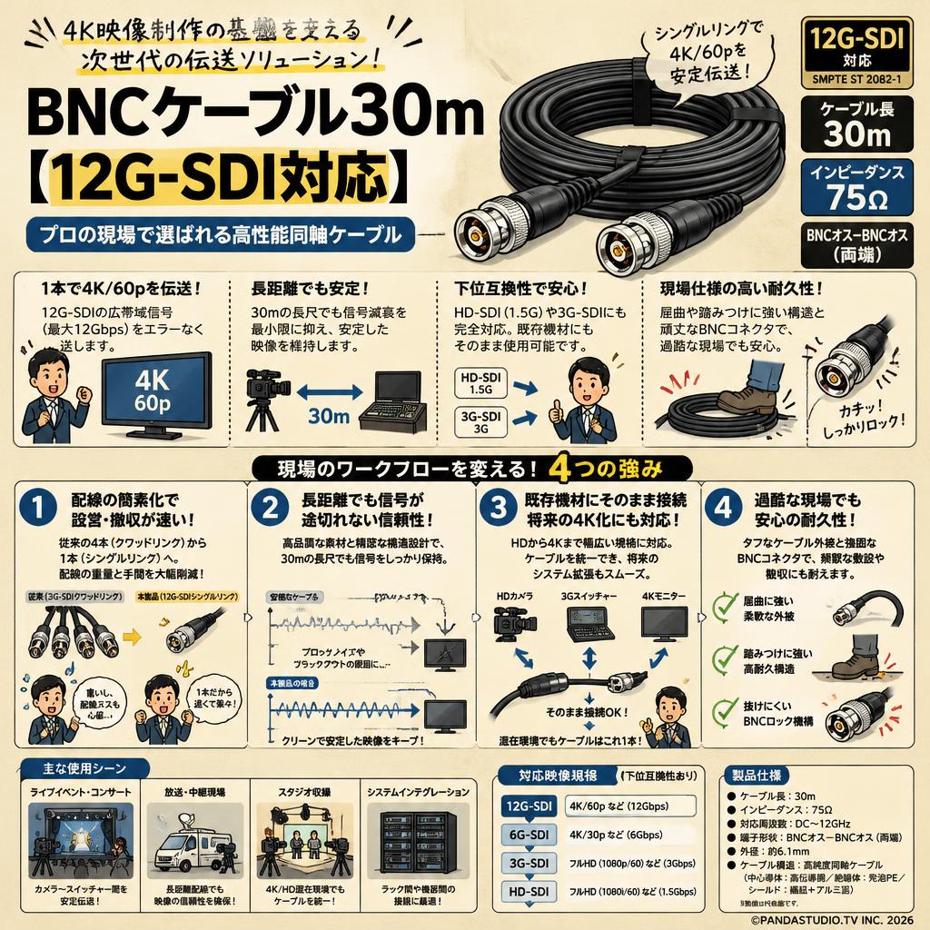 BNCケーブル30m 【12G-SDI対応】 概要
