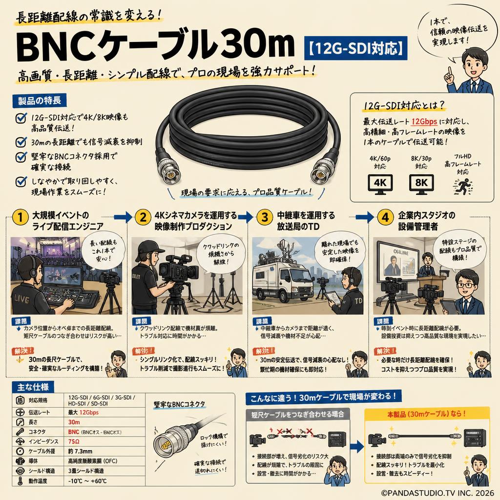 BNCケーブル30m 【12G-SDI対応】 おもな対象のお客様