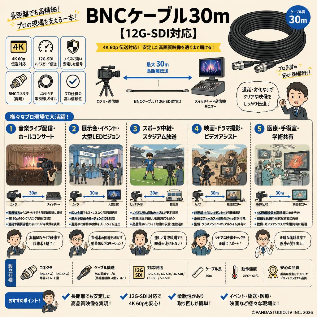 BNCケーブル30m 【12G-SDI対応】 用途
