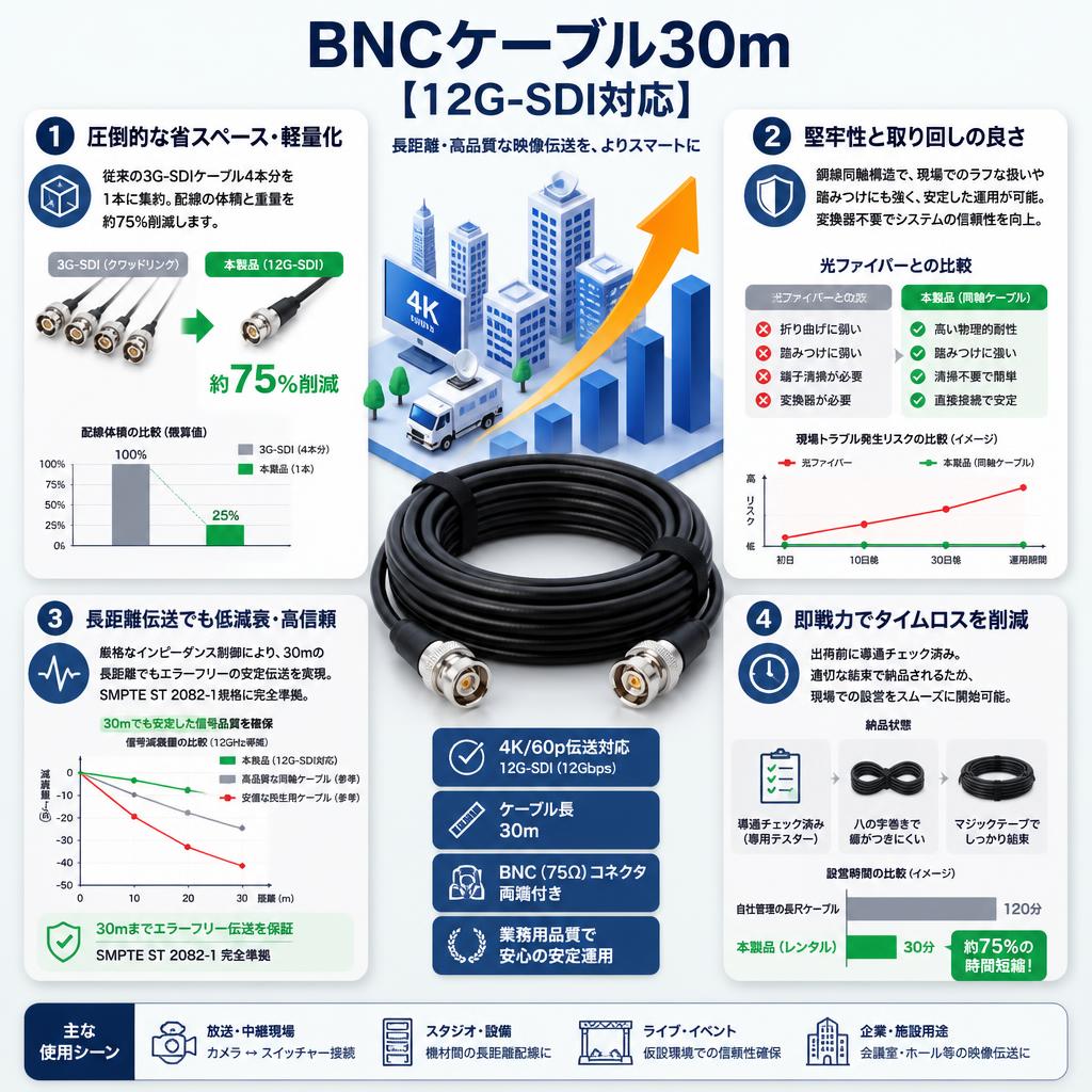 BNCケーブル30m 【12G-SDI対応】 セールスポイント