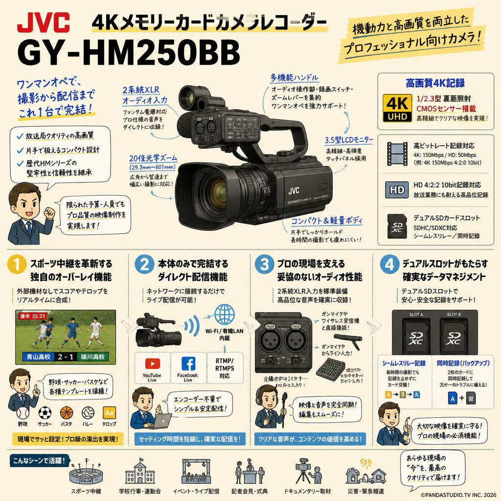 JVC 4Kメモリーカードカメラレコーダー GY-HM250BB 概要