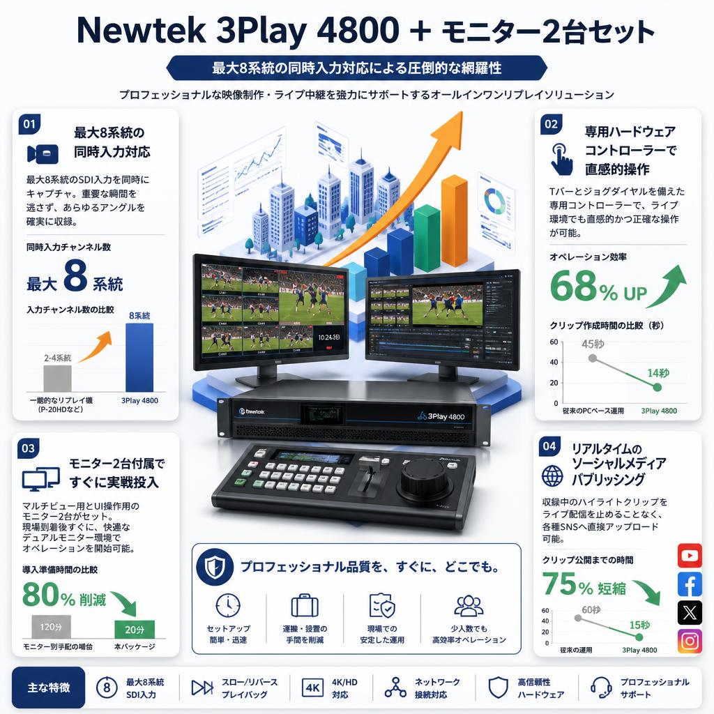 Newtek 3Play 4800 ＋ モニター2台セット セールスポイント