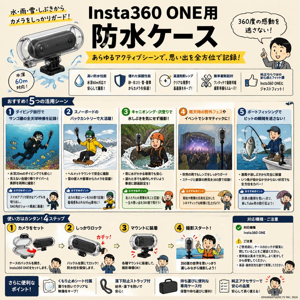 Insta360 ONE用 防水ケース 用途