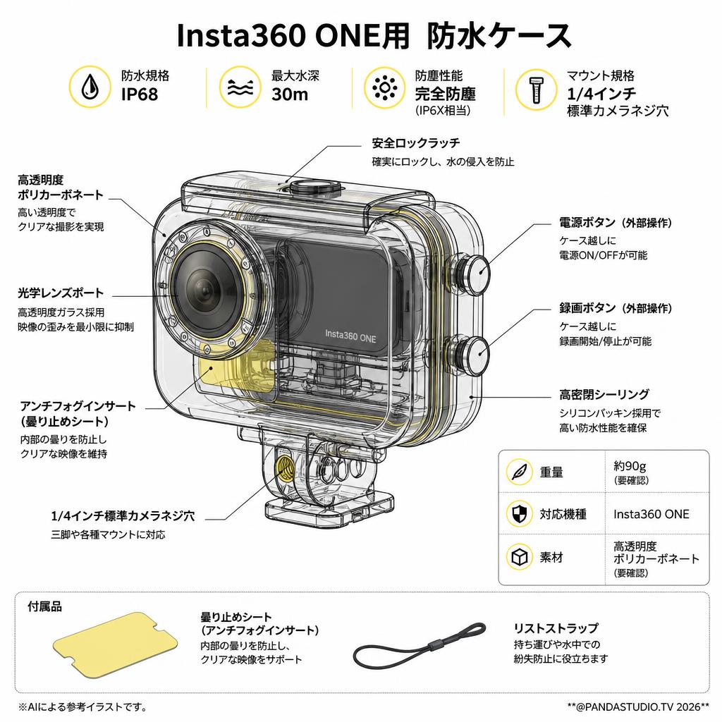Insta360 ONE用 防水ケース スペック