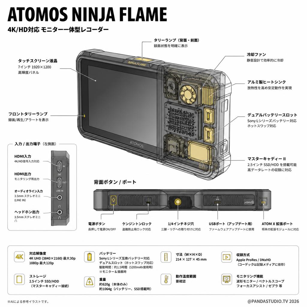 ATOMOS NINJA FLAME スペック