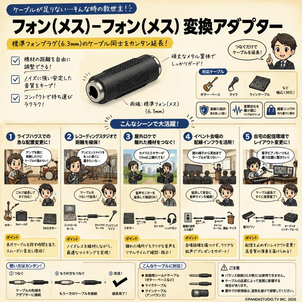 フォン(メス)－フォン(メス) 変換アダプター 用途