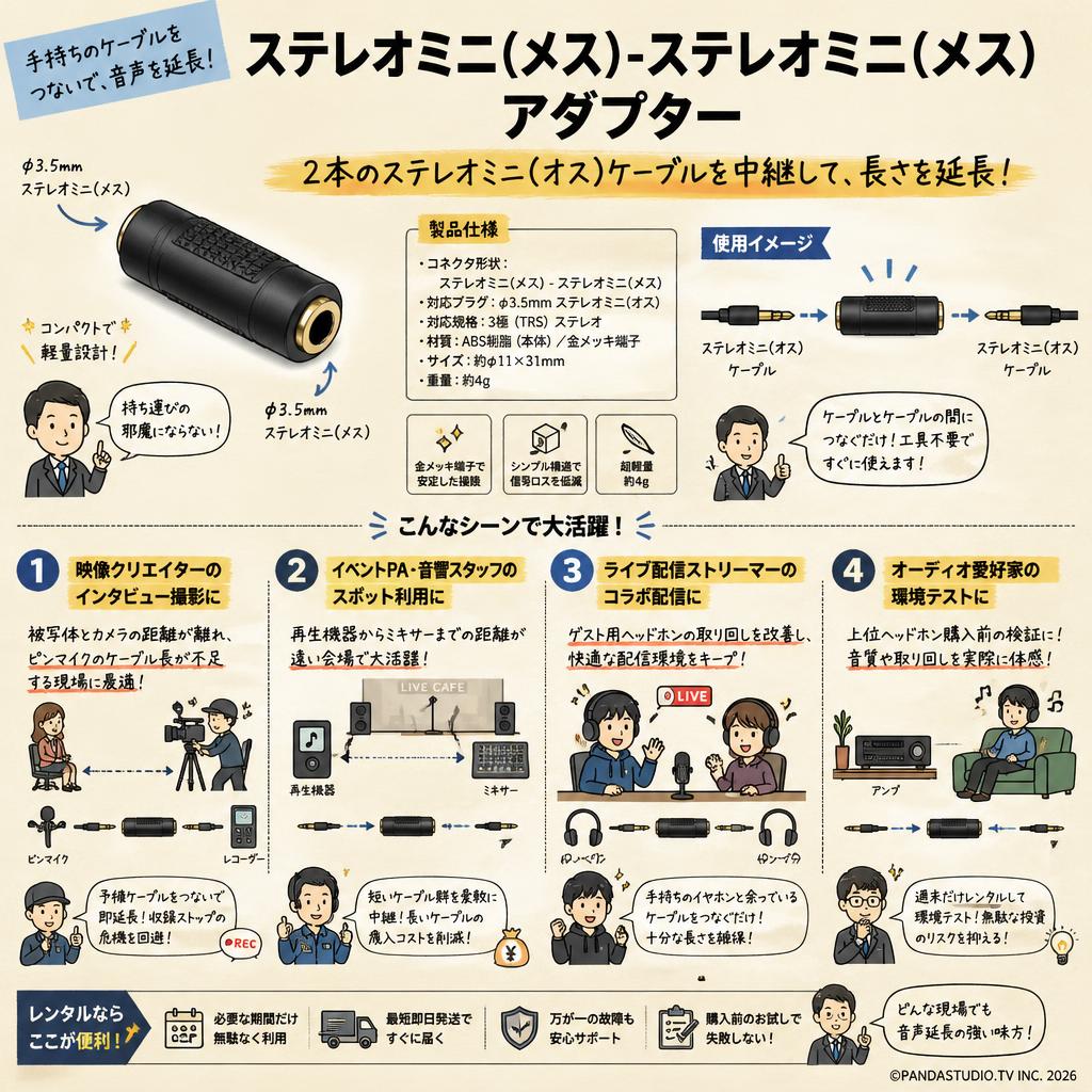 ステレオミニ(メス)-ステレオミニ(メス)アダプター おもな対象のお客様
