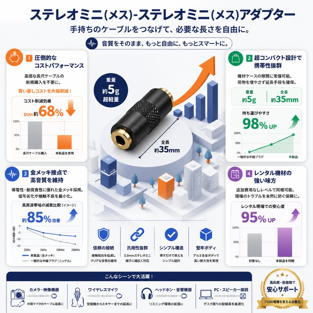 ステレオミニ(メス)-ステレオミニ(メス)アダプター セールスポイント