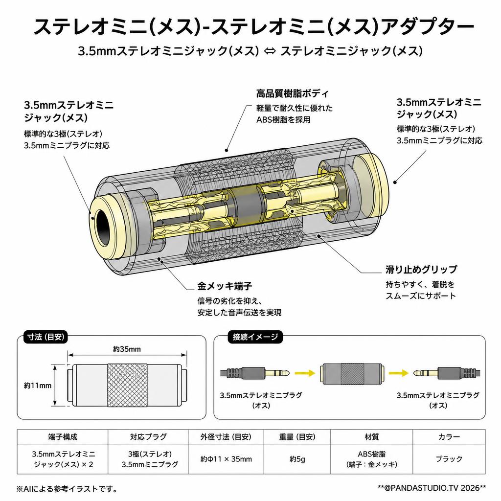 ステレオミニ(メス)-ステレオミニ(メス)アダプター スペック