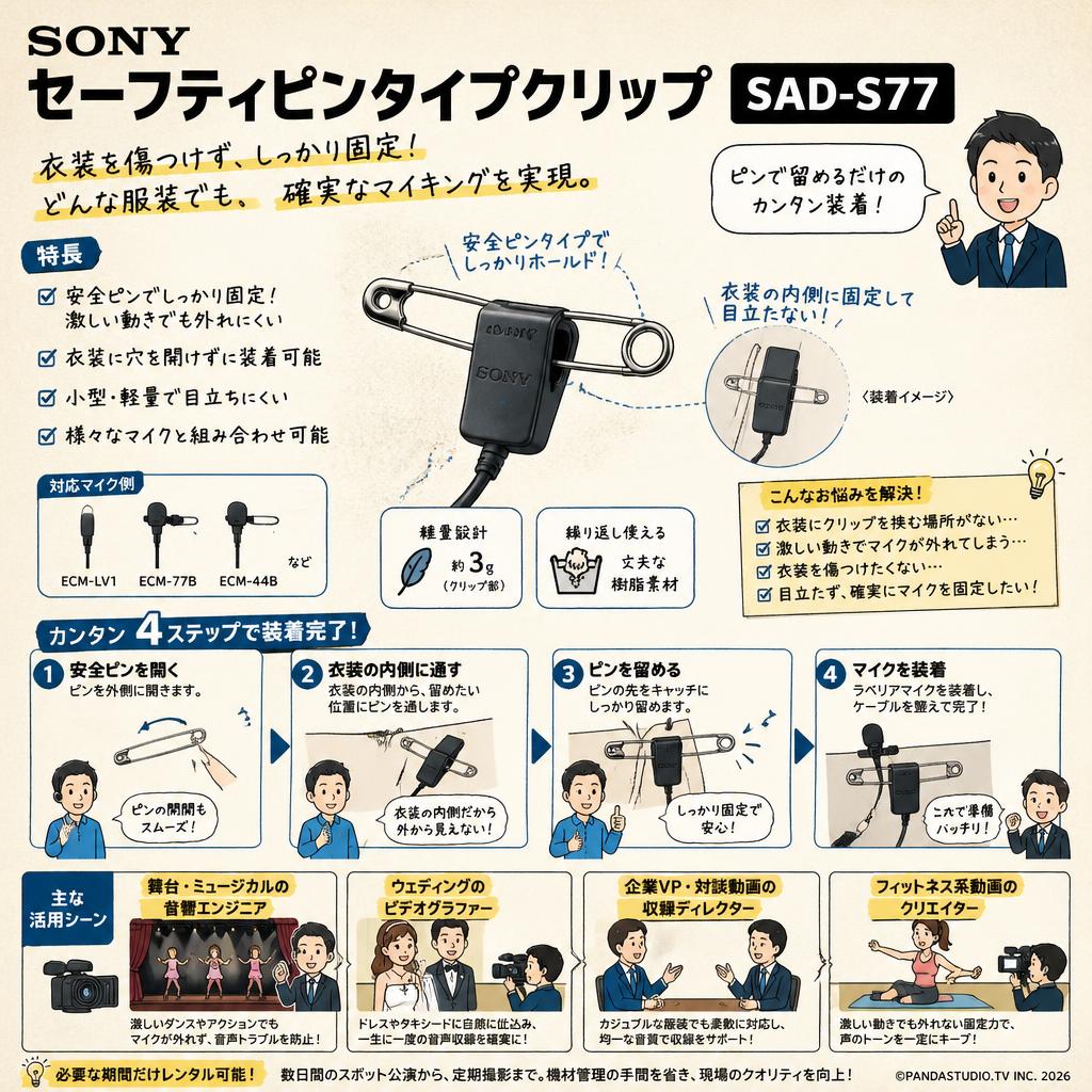 SONY セーフティピンタイプクリップ SAD-S77 おもな対象のお客様