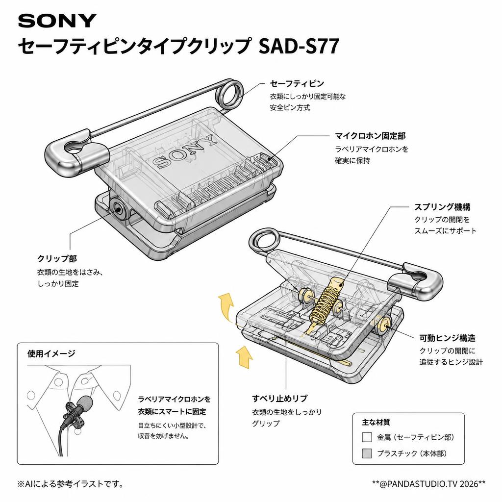 SONY セーフティピンタイプクリップ SAD-S77 スペック