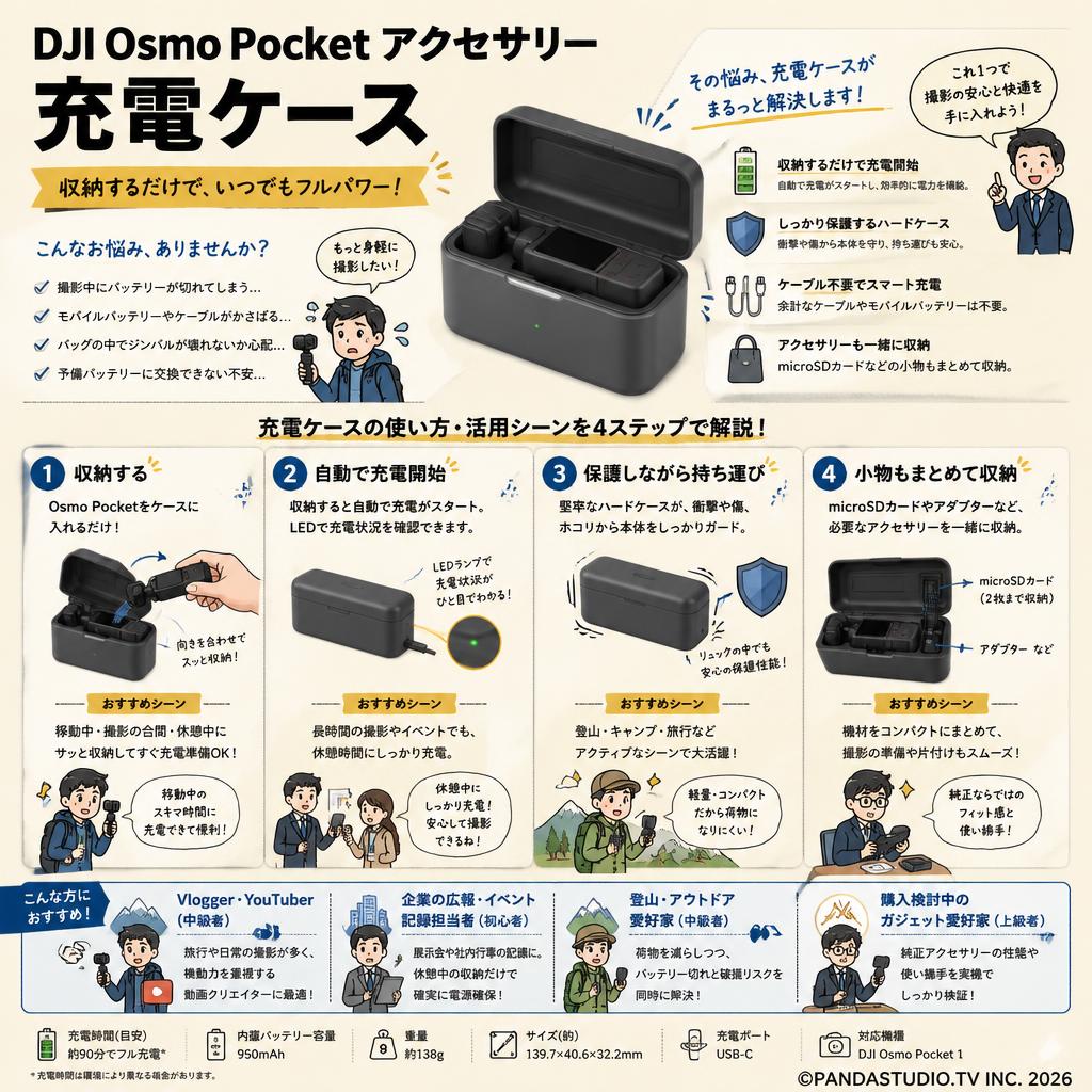 DJI Osmo Pocket アクセサリー 充電ケース おもな対象のお客様
