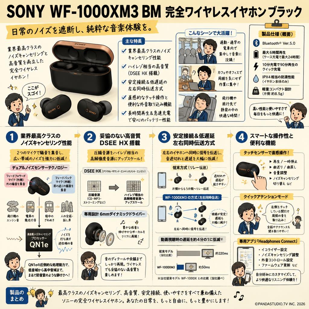 SONY WF-1000XM3 BM 完全ワイヤレスイヤホン ブラック 概要