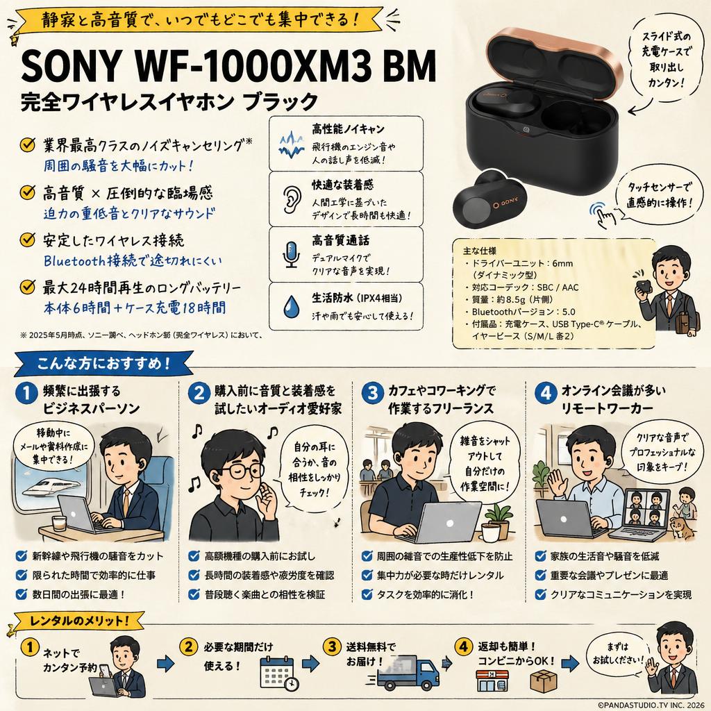 SONY WF-1000XM3 BM 完全ワイヤレスイヤホン ブラック おもな対象のお客様