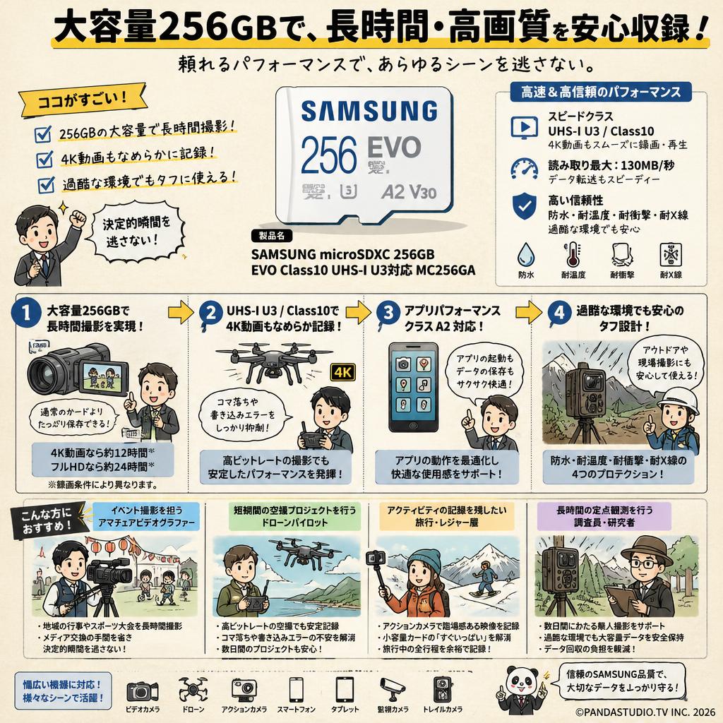 SAMSUNG  microSDXC 256GB EVO  Class10 UHS-I U3対応 MC256GA おもな対象のお客様