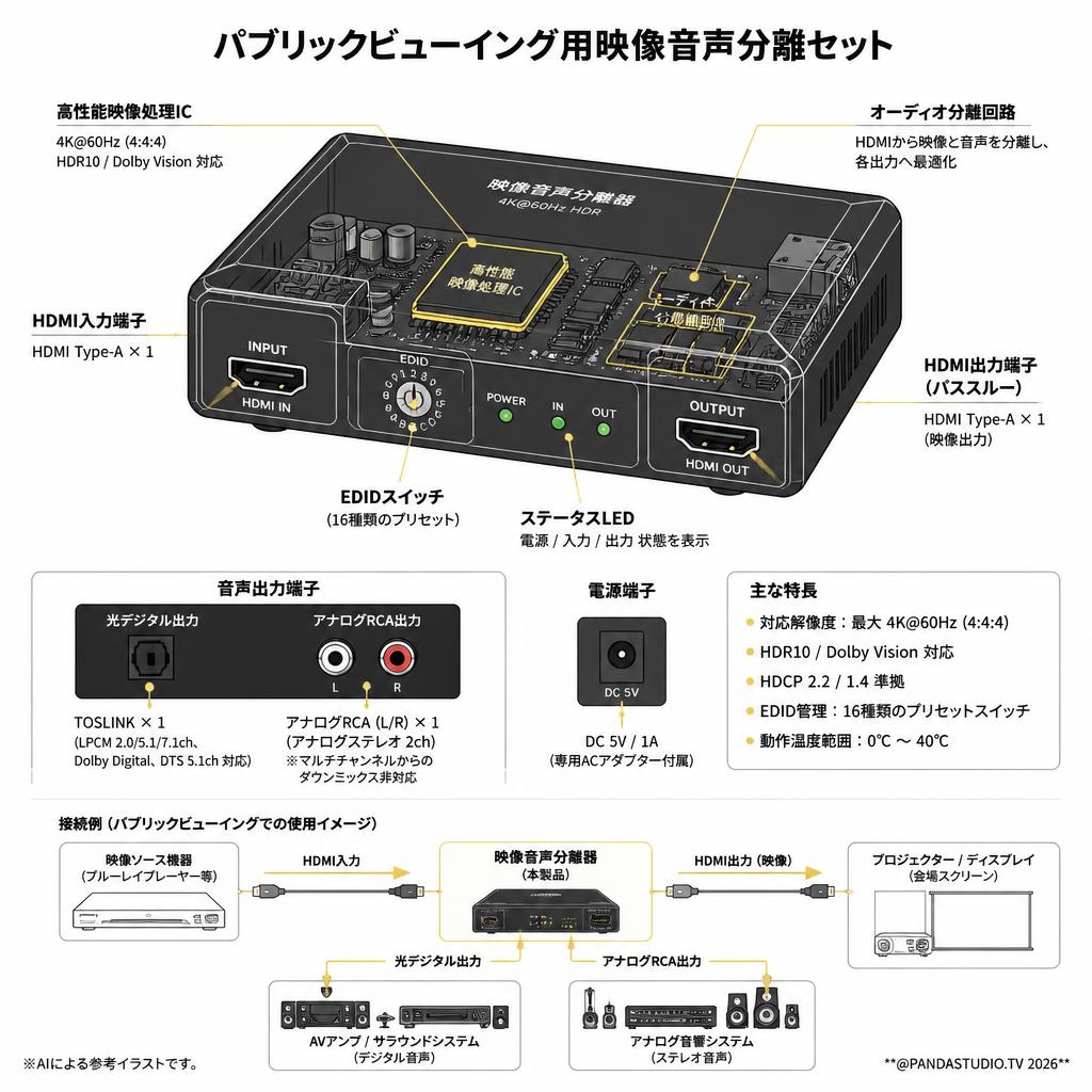 パブリックビューイング用映像音声分離セット スペック