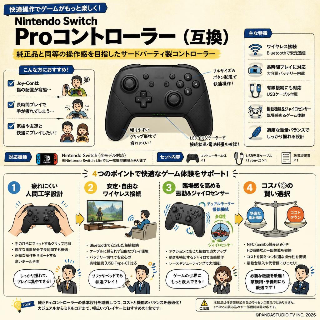 Nintendo Switch Proコントローラー （互換） 概要