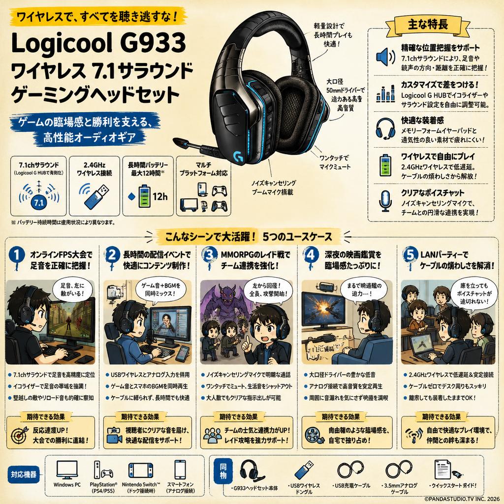 Logicool G933 Wireless 7.1 Surround Sound Gaming Headset 用途