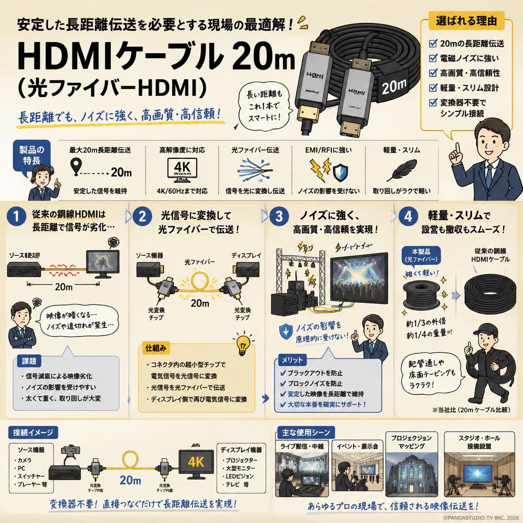 HDMIケーブル 20m （光ファイバーHDMI） 概要